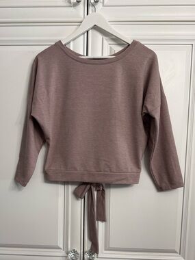 Gentle Fawn Size XS Mauve Oversized Boat Neck Sweatshirt Open Back Tie Closure